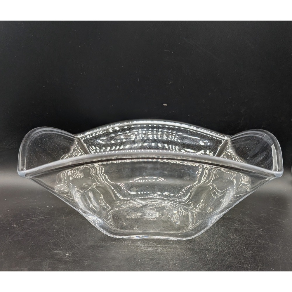 Simon Pearce Woodbury Clear Glass Hand Blown Square Serving Bowl Centerpiece 10"